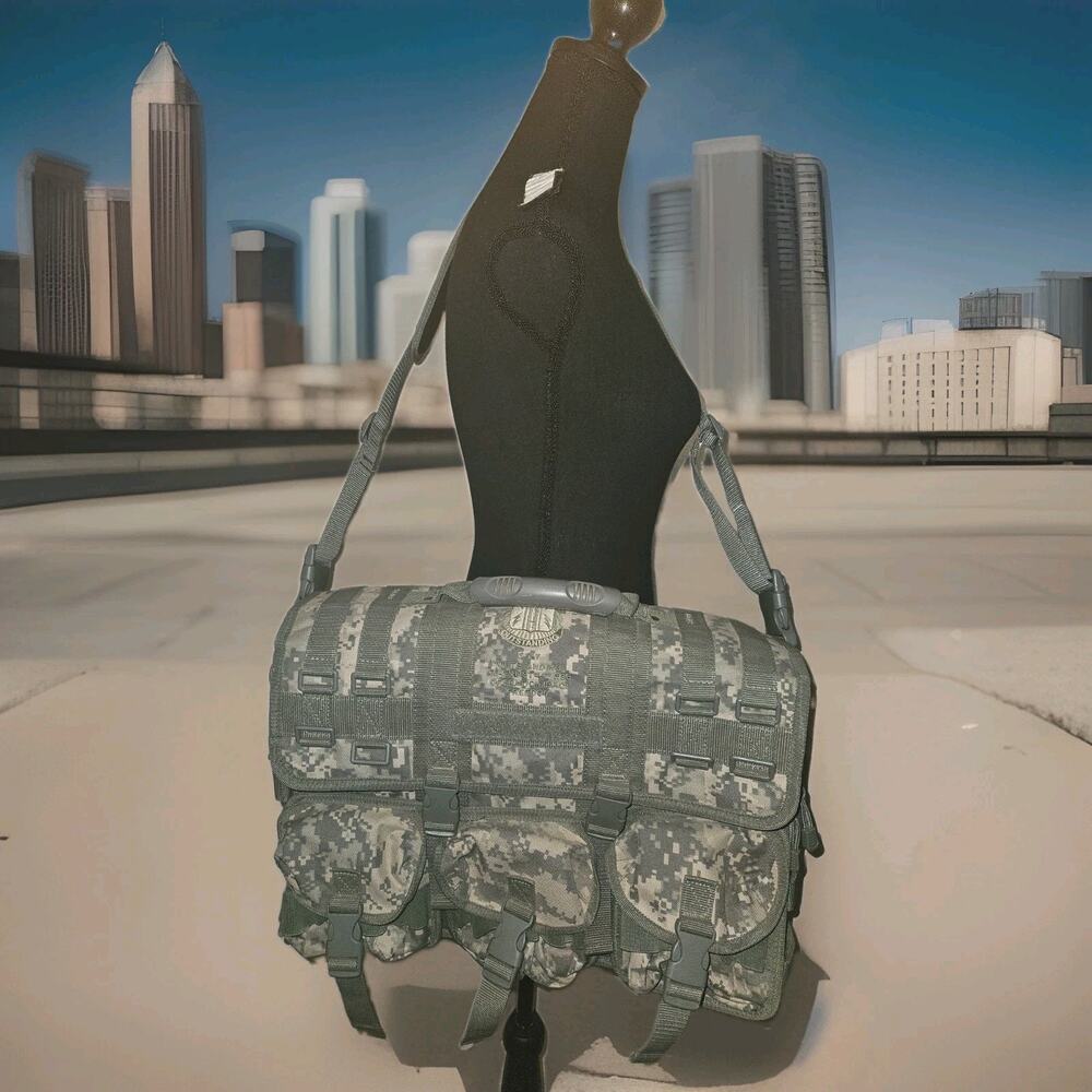 Camo MOLLE Tactical Military Laptop Field Briefcase Shoulder Bag Heavy Duty EUC